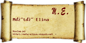 Máté Elina névjegykártya